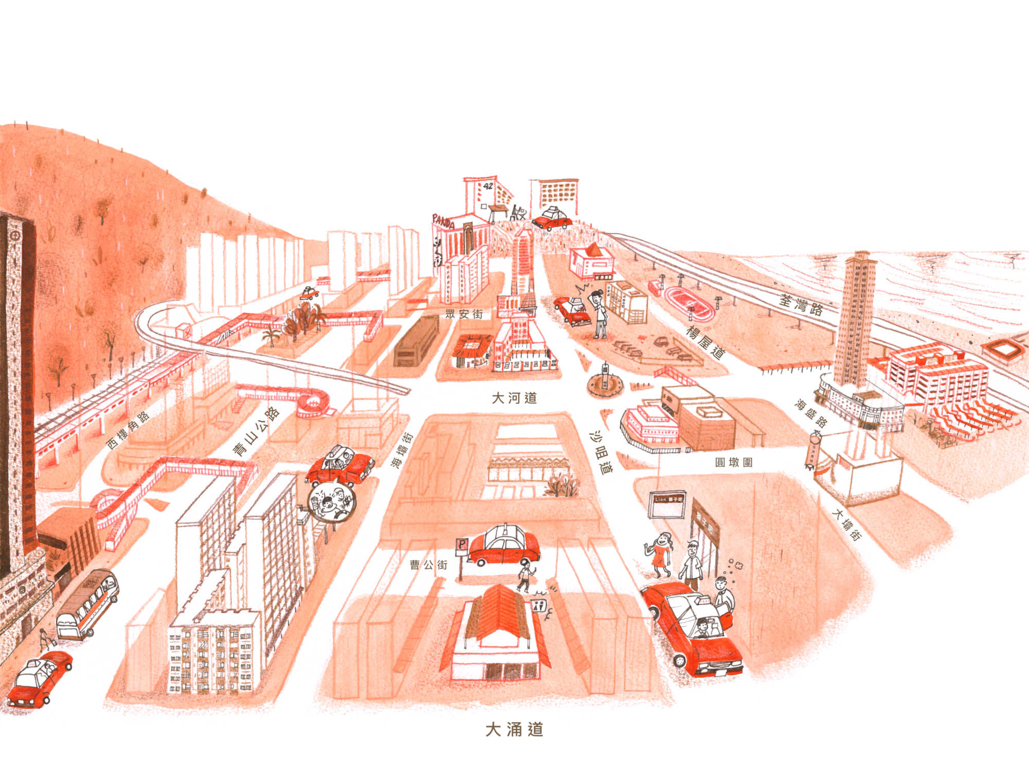 Strolling across the footbridge in Tsuen Wan_1990s