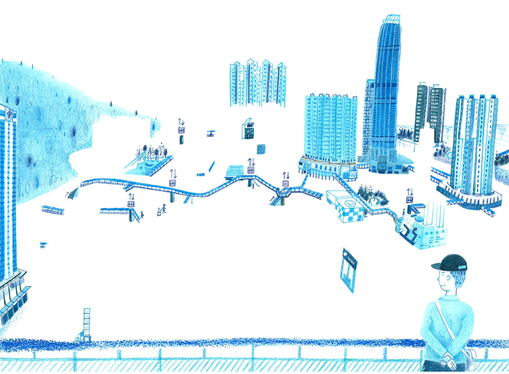 Strolling across the footbridge in Tsuen Wan, 2023